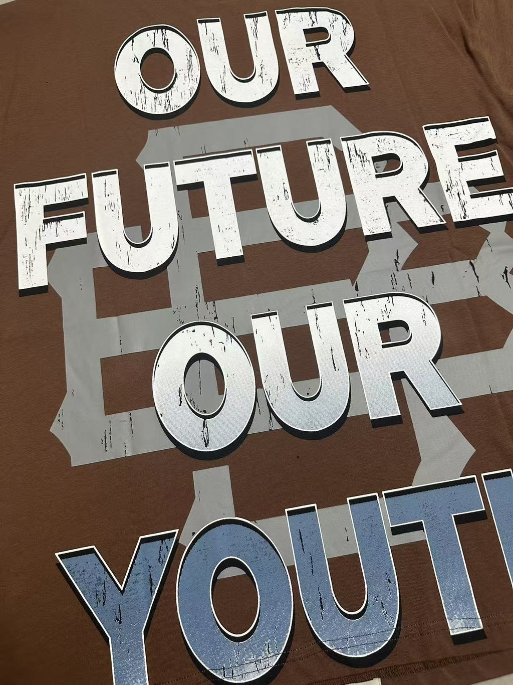 Godspeed Our Future Our Youth Brown Graphic T-Shirt ¡ª detail