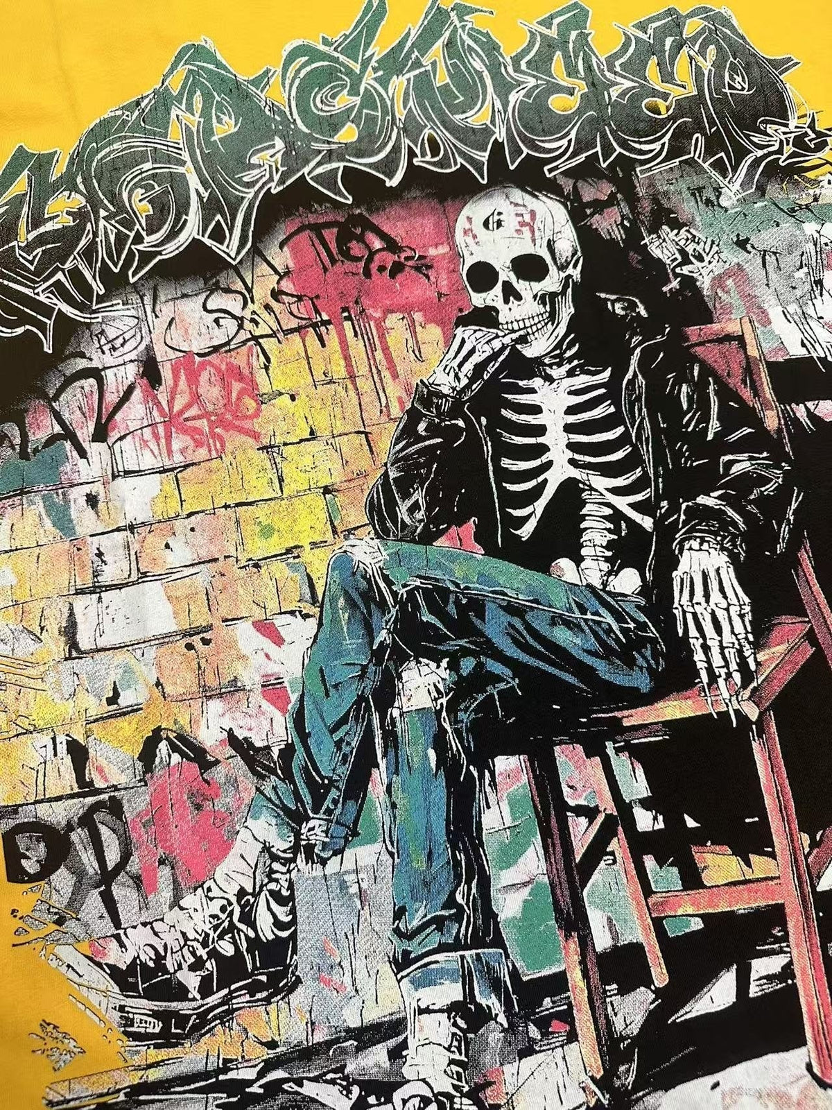 Godspeed Skeleton Graphic T-Shirt ¡ª fabric_closeup