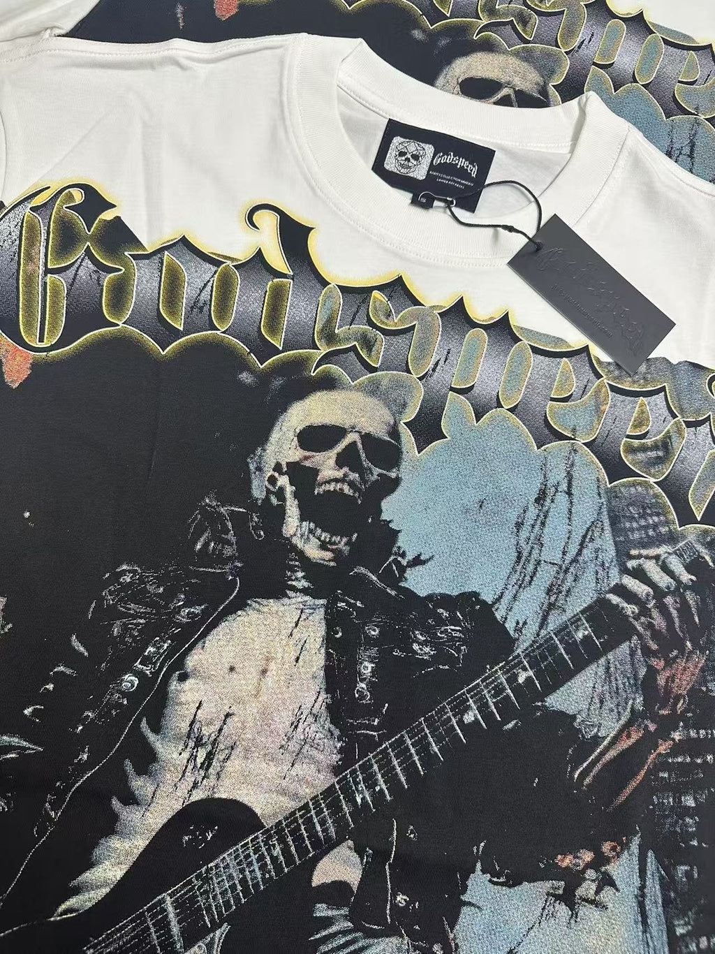 Godspeed Death Before Dishonor Skeleton Guitar Short-Sleeve T-Shirt ¡ª hang_tag