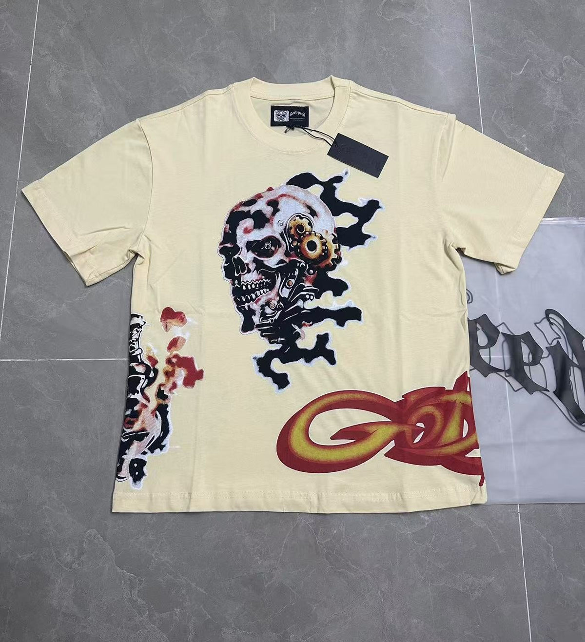 Godspeed Skull Robot Hand Graphic T-Shirt ¡ª front
