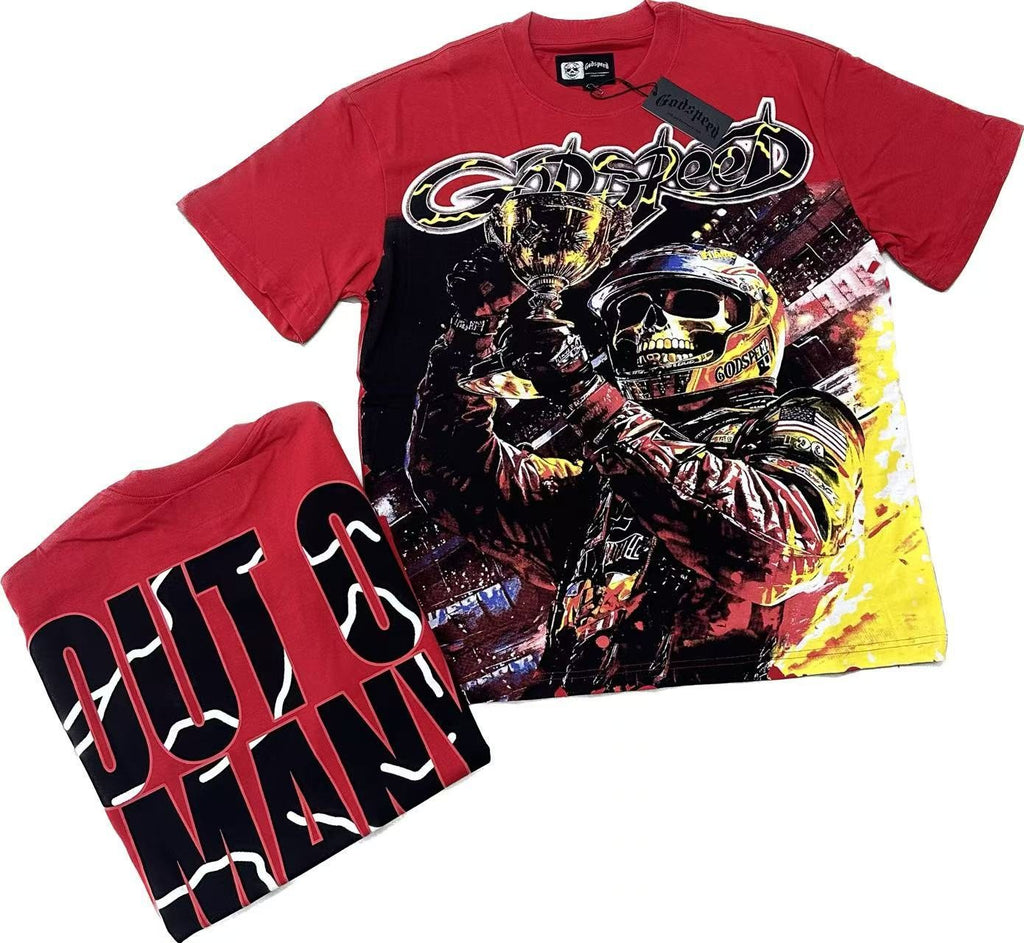 Godspeed Red Racing Skull Graphic T-Shirt ¡ª context