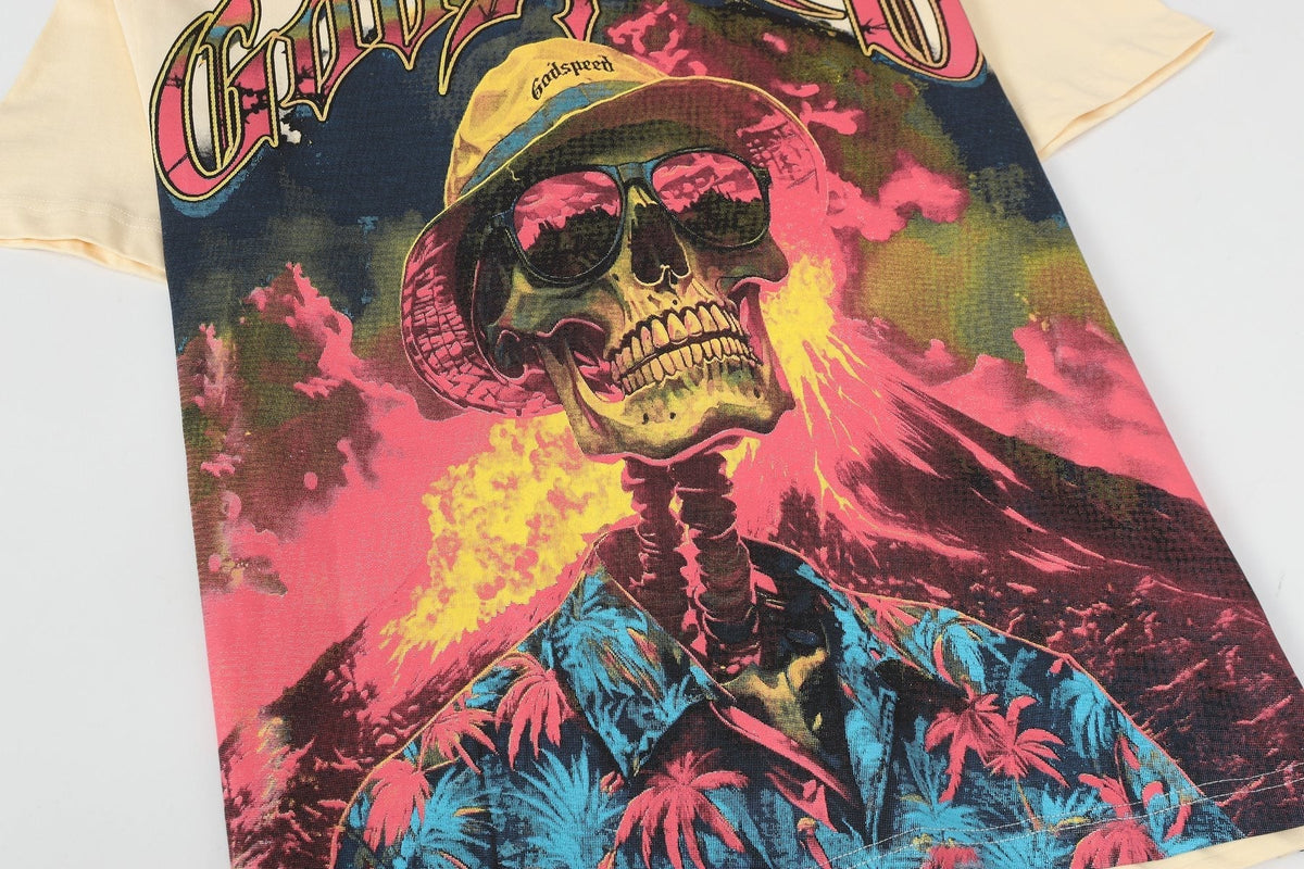 Godspeed Skull Volcano Graphic T-Shirt ¡ª detail