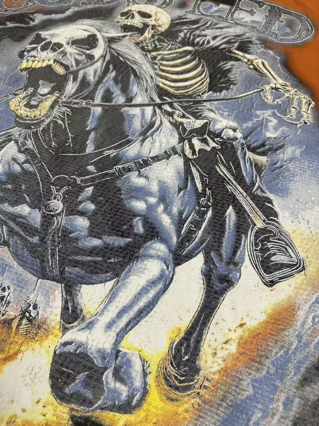 Godspeed Skeleton Rider Graphic T-Shirt ¡ª fabric_closeup
