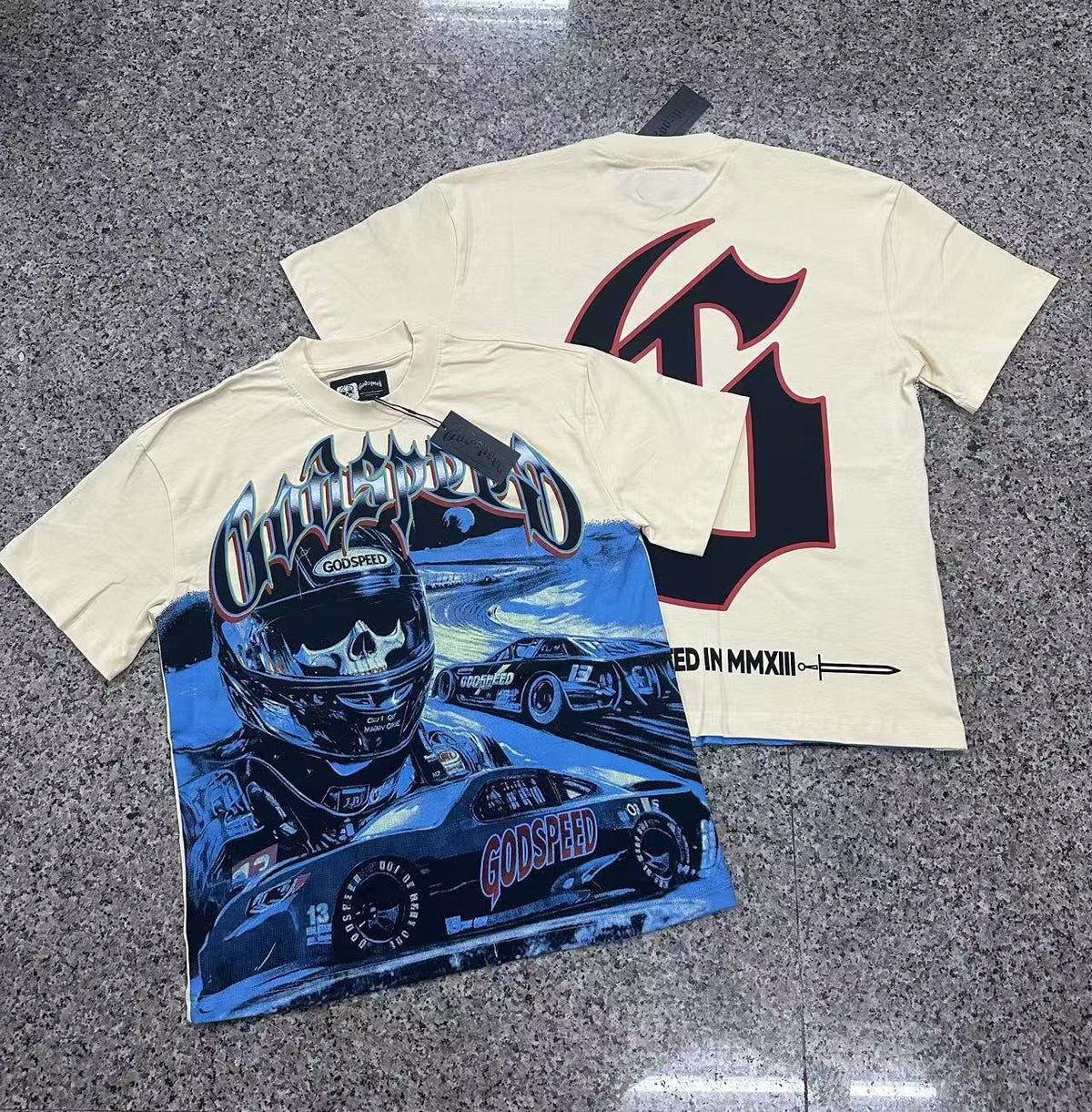 Godspeed Cream Racing Graphic T-Shirt ¡ª context
