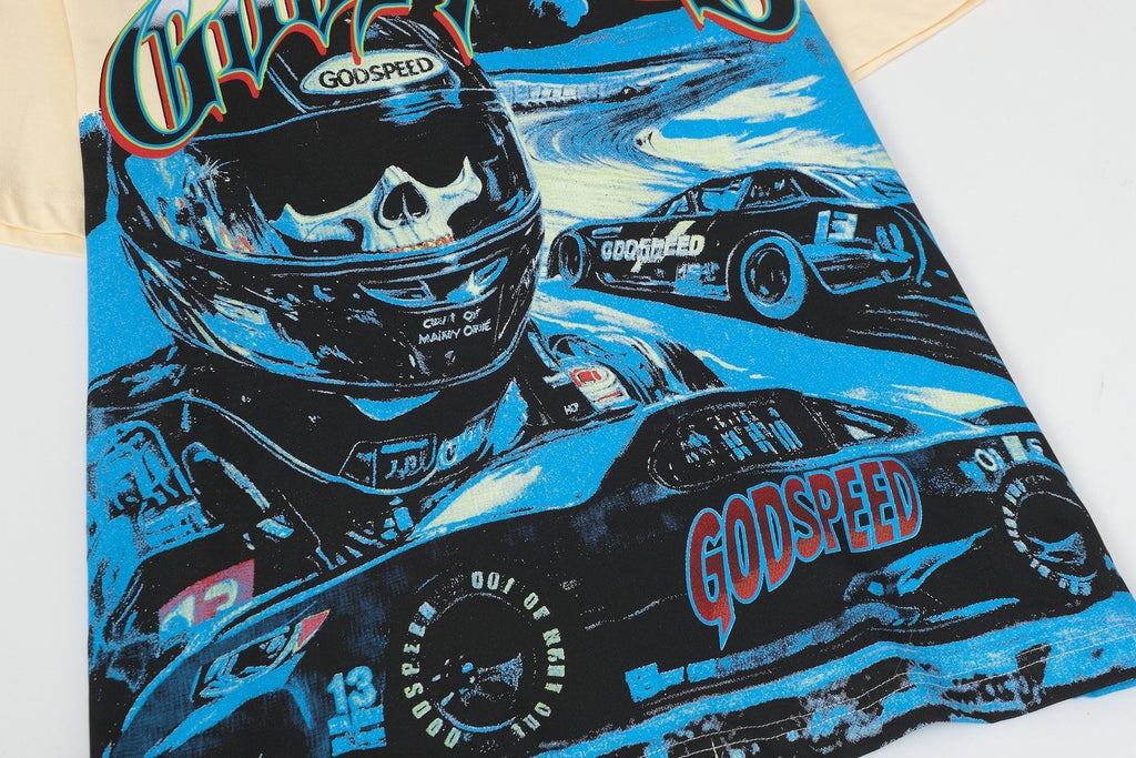 Godspeed Cream Racing Graphic T-Shirt ¡ª detail