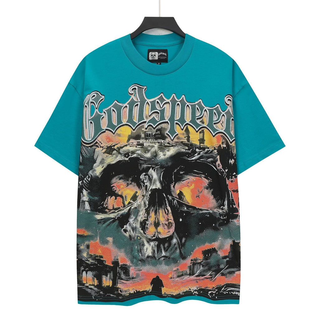 Godspeed Teal Skull Graphic Short-Sleeve T-Shirt ¡ª hero