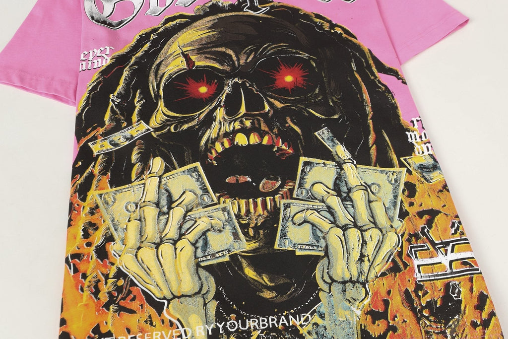 Godspeed Pink Skull Graphic T-Shirt ¡ª detail