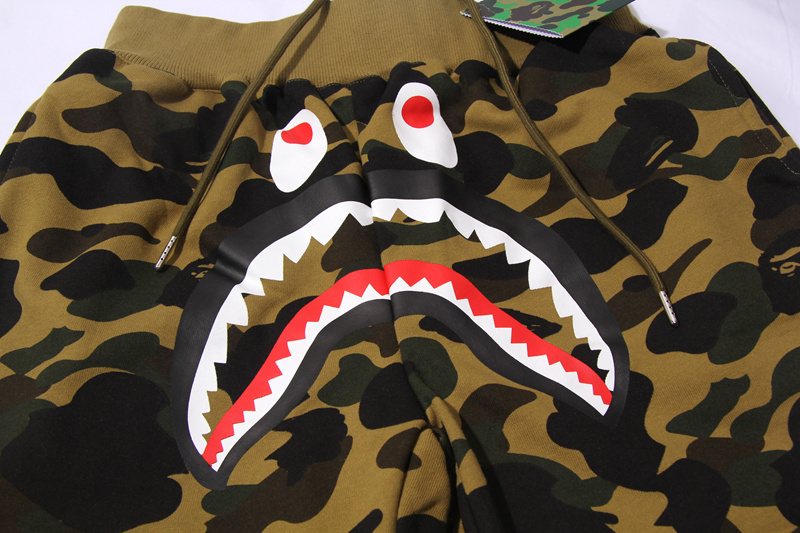BAPE Shark Face Camouflage Drawstring Shorts ¡ª front