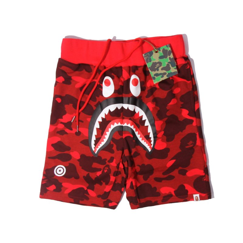BAPE Shark Face Camouflage Drawstring Shorts ¡ª front