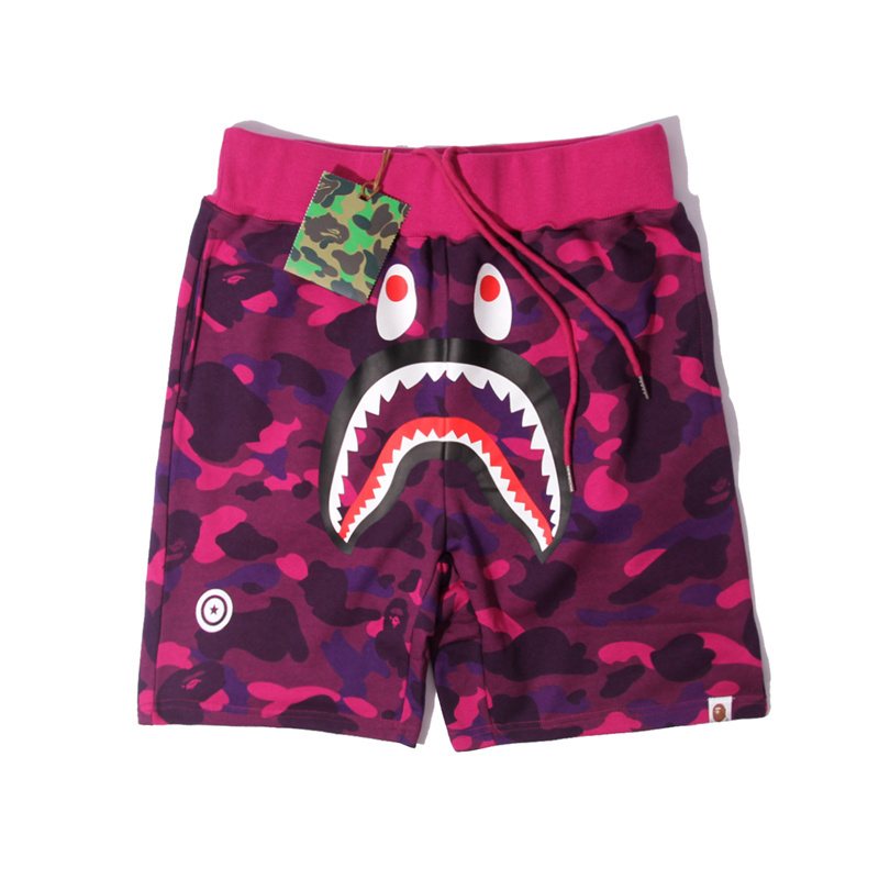 BAPE Shark Face Camouflage Drawstring Shorts ¡ª front
