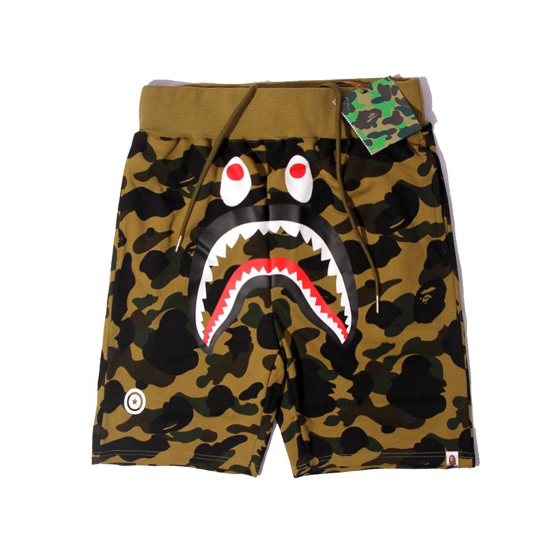 BAPE Shark Face Camouflage Drawstring Shorts ¡ª front
