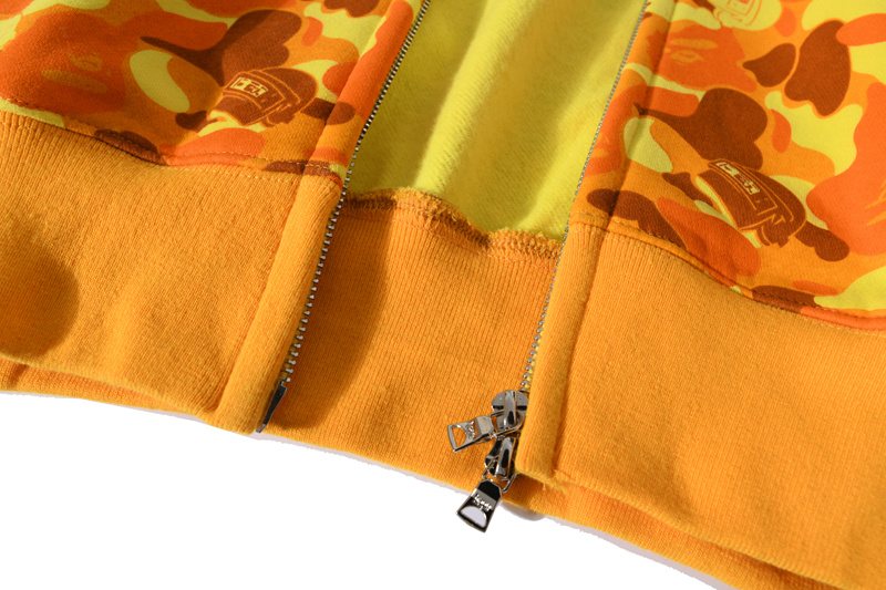BAPE Orange Camo Shark Full-Zip Hoodie ¡ª detail