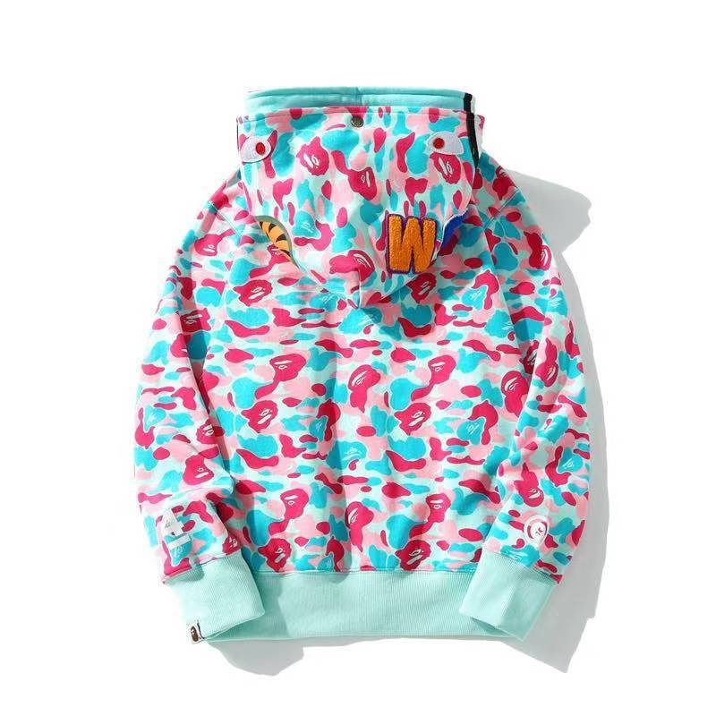 BAPE Mint Camo Shark Full-Zip Hoodie ¡ª back
