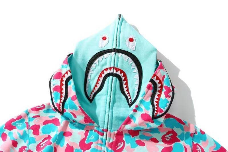 BAPE Mint Camo Shark Full-Zip Hoodie ¡ª detail