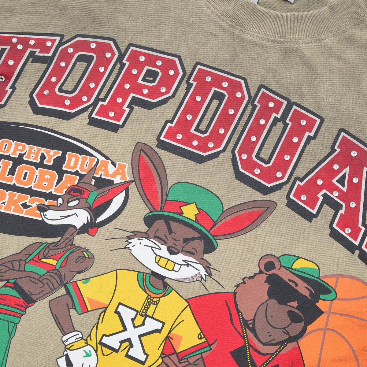 DUAA All Star Basketball Graphic Short-Sleeve T-Shirt - Olive ¡ª detail