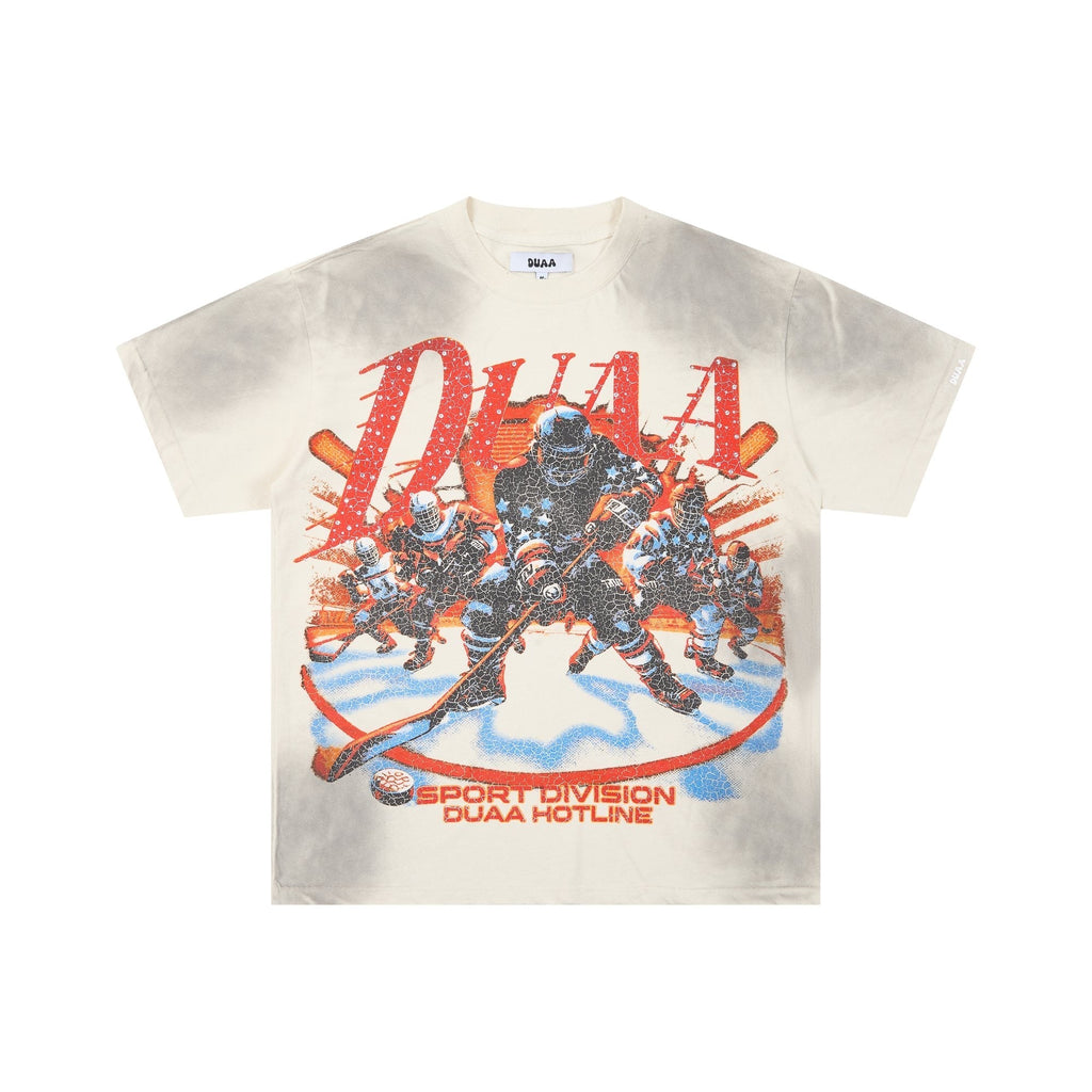 DUAA Cream Washed Hockey Graphic Short-Sleeve T-Shirt ¡ª hero