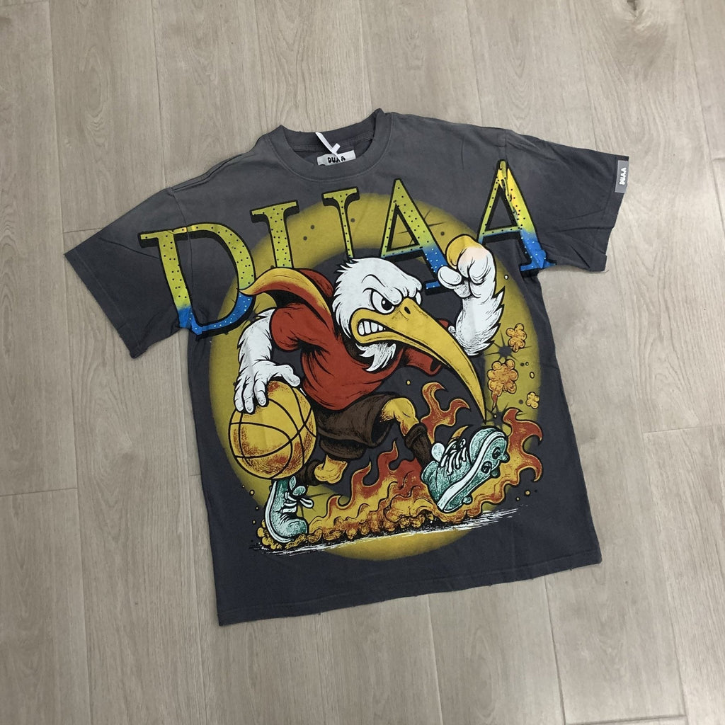 DUAA Washed Rhinestone Distressed Graphic T-Shirt ¡ª front