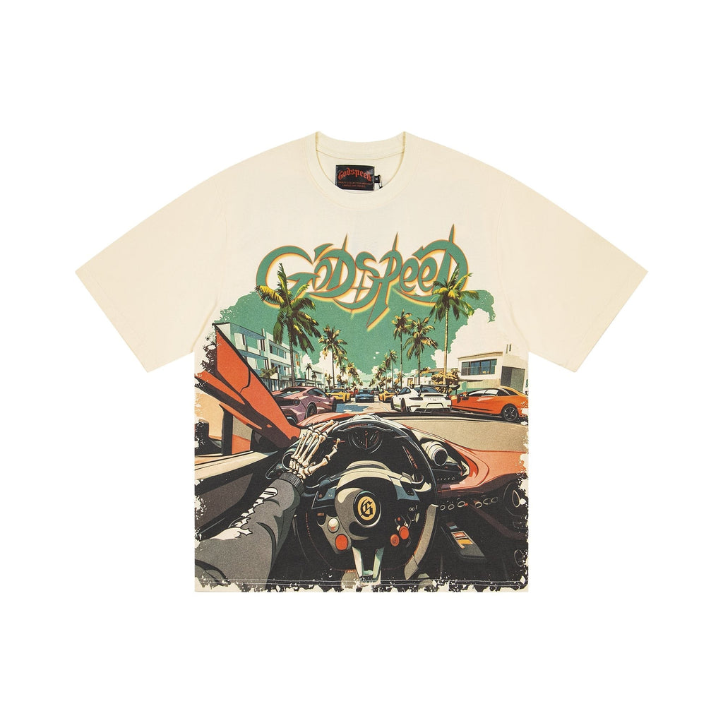 Godspeed Retro Car & Palm Tree Graphic T-Shirt ¡ª hero
