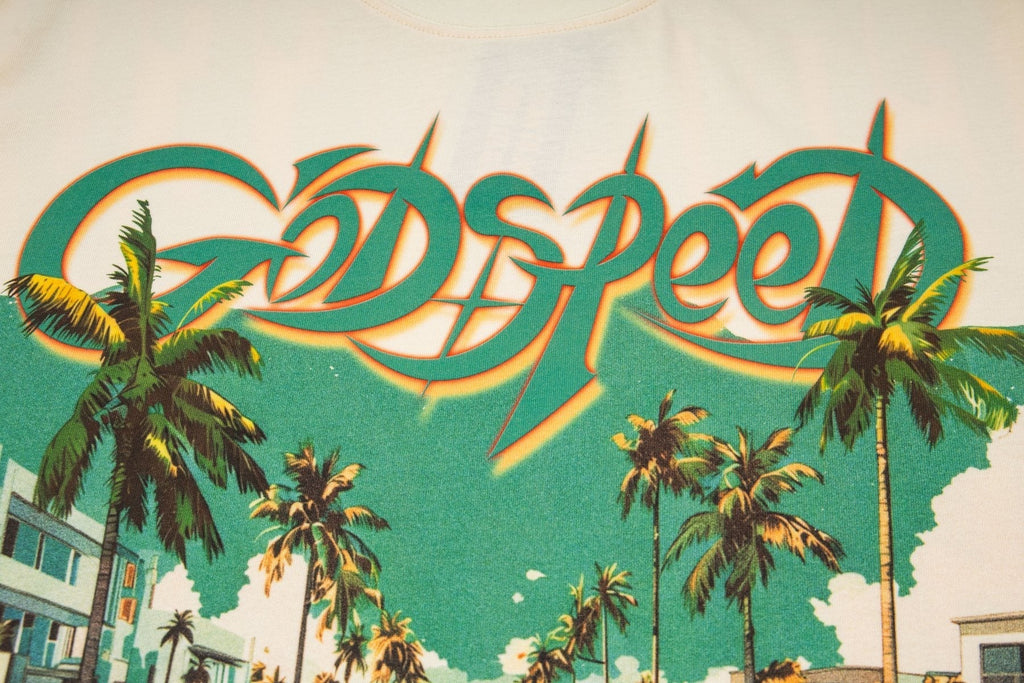 Godspeed Retro Car & Palm Tree Graphic T-Shirt ¡ª detail