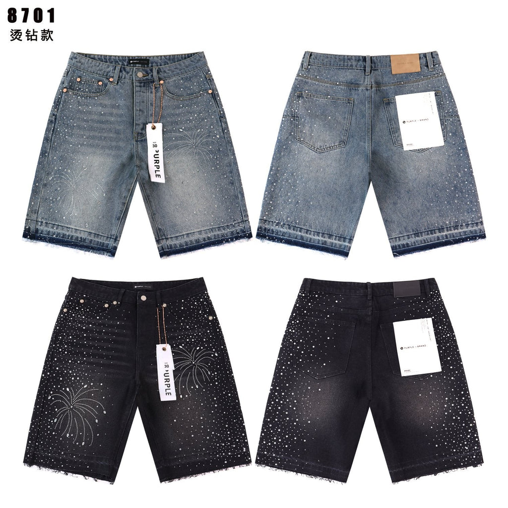 PURPLE Rhinestone Graphic Denim Shorts ¡ª comparison