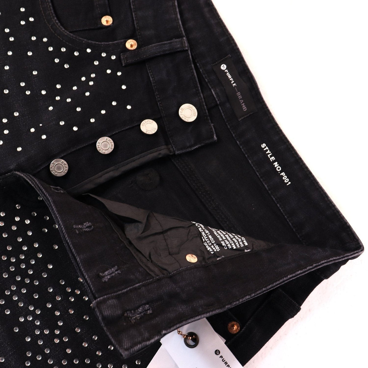 PURPLE Rhinestone Bow Cross Denim Shorts ¡ª detail