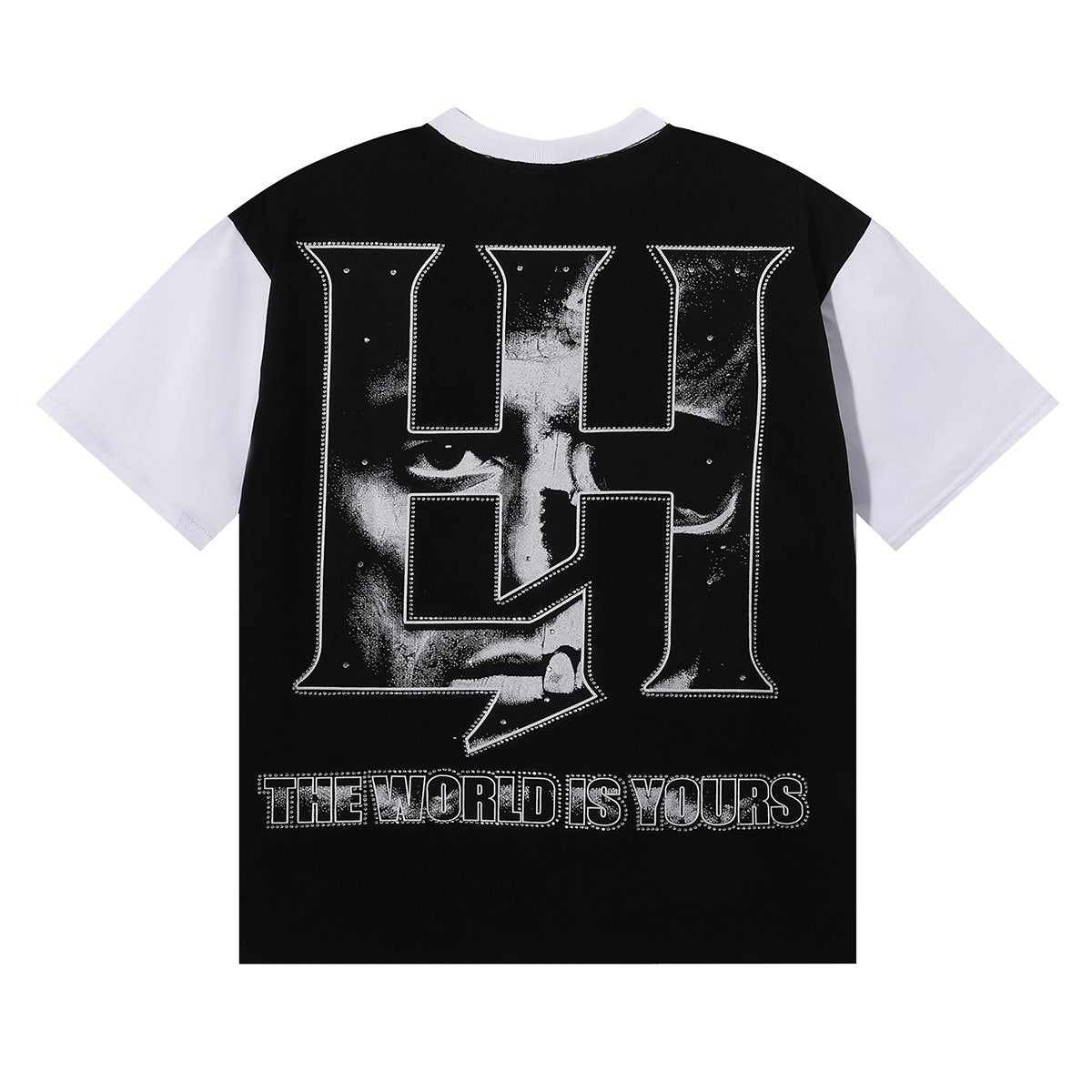 Life Hustlere Scarface Portrait Graphic Color-Block T-Shirt ¡ª back