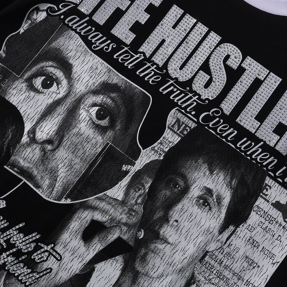 Life Hustlere Scarface Portrait Graphic Color-Block T-Shirt ¡ª detail