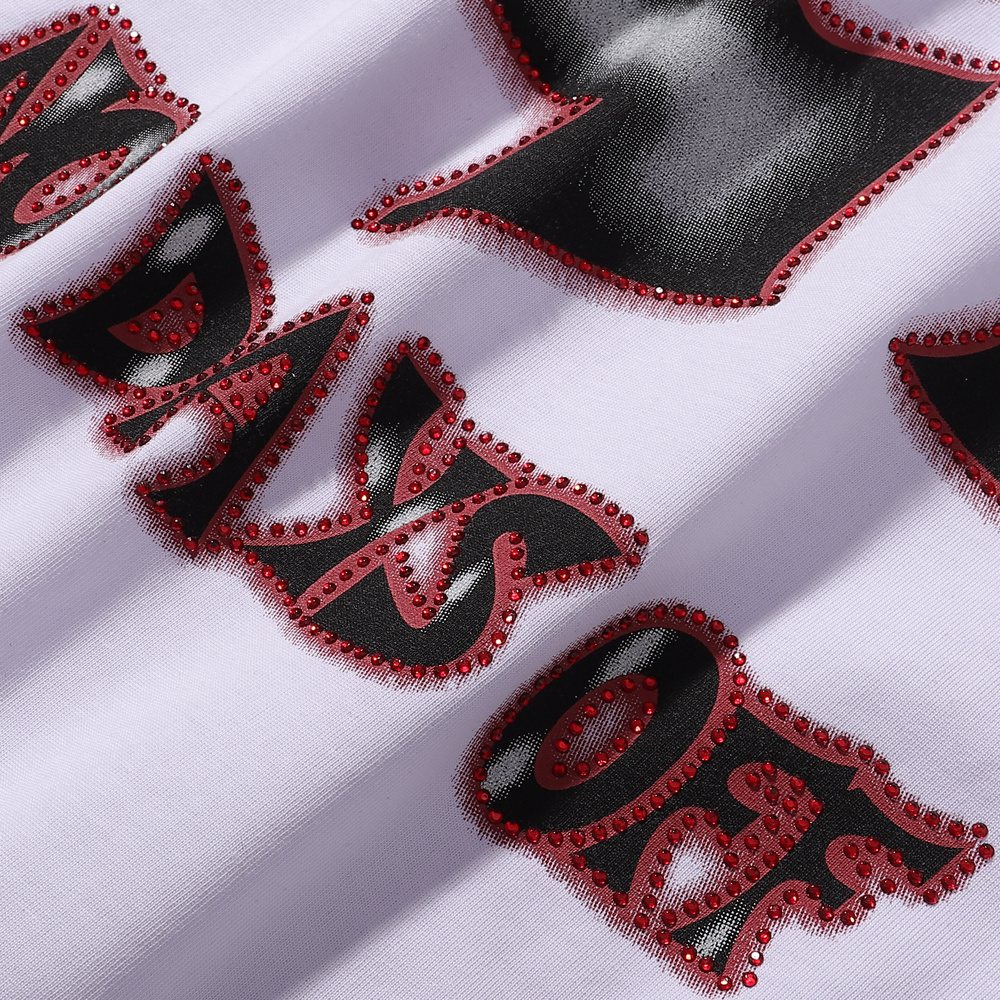 Life Hustlere Angry Pitbull Rhinestone Graphic T-Shirt ¡ª detail