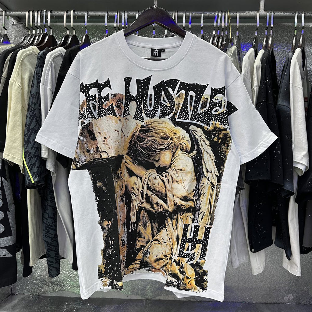 Life Hustlere Praying Angel Rhinestone Graphic T-Shirt ¡ª context