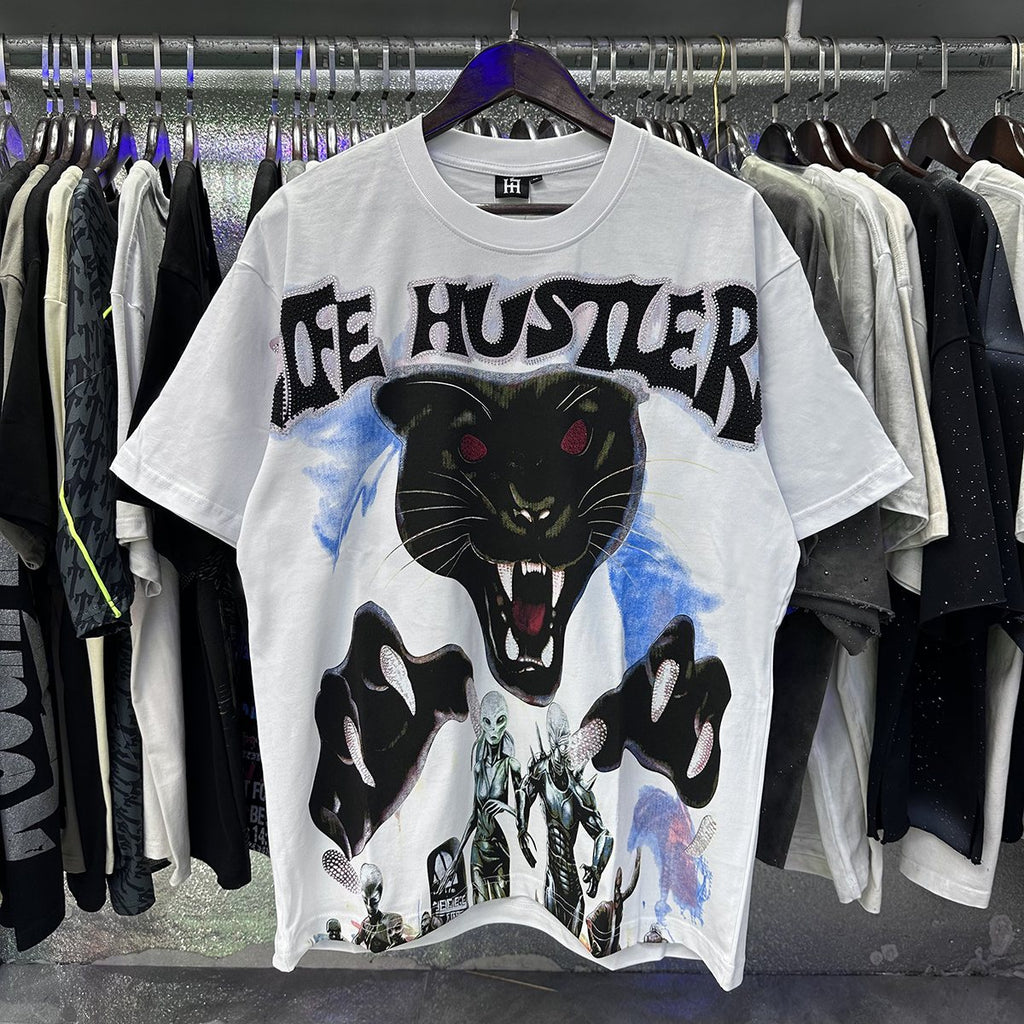 Life Hustlere Rhinestone Panther Graphic T-Shirt ¡ª context