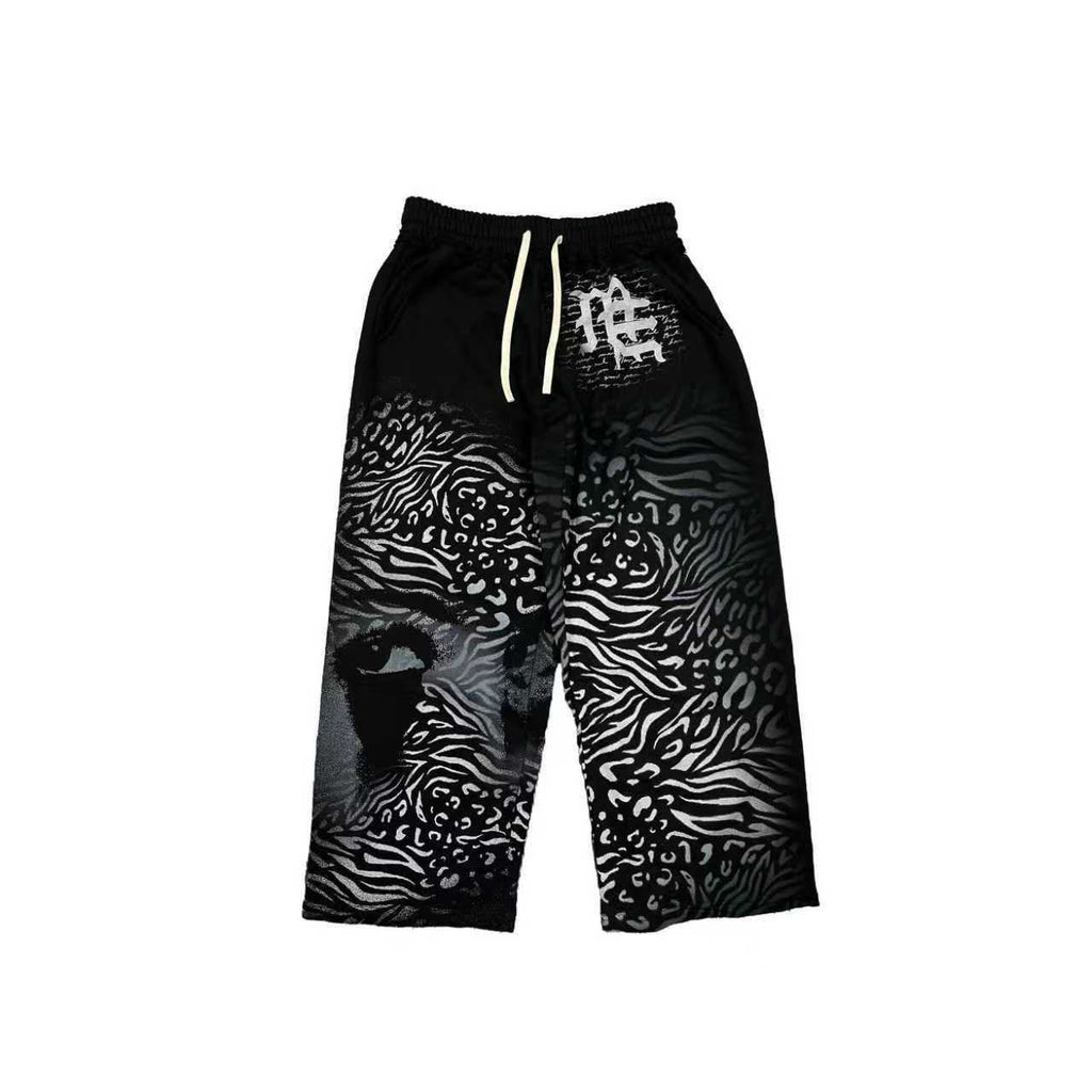 MIXED EMOTION Abstract Face Print Wide-Leg Pants ¡ª hero