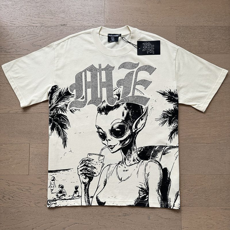 Mixed Emotions Alien Palm Tree Graphic T-Shirt ¡ª front