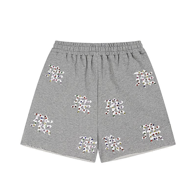 MIXED EMOTION Multicolor Rhinestone Graphic Shorts ¡ª back