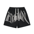 MIXED EMOTION Rhinestone Graphic Raw-Hem Shorts ¡ª hero