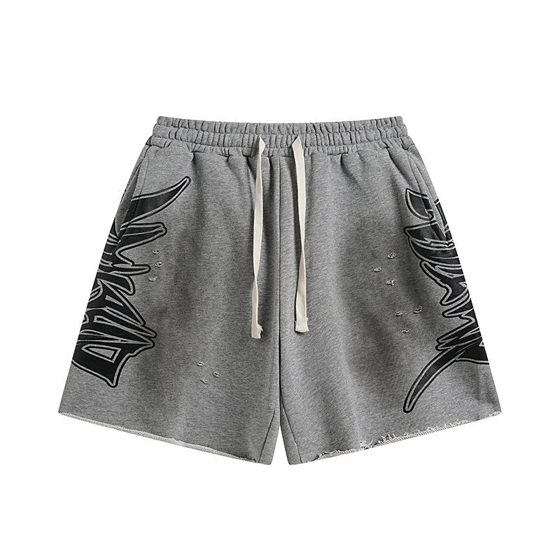 MIXED EMOTION Distressed Side-Graphic Sweat Shorts ¡ª hero