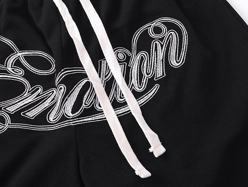 MIXED EMOTION Embroidered Drawstring Shorts ¡ª detail