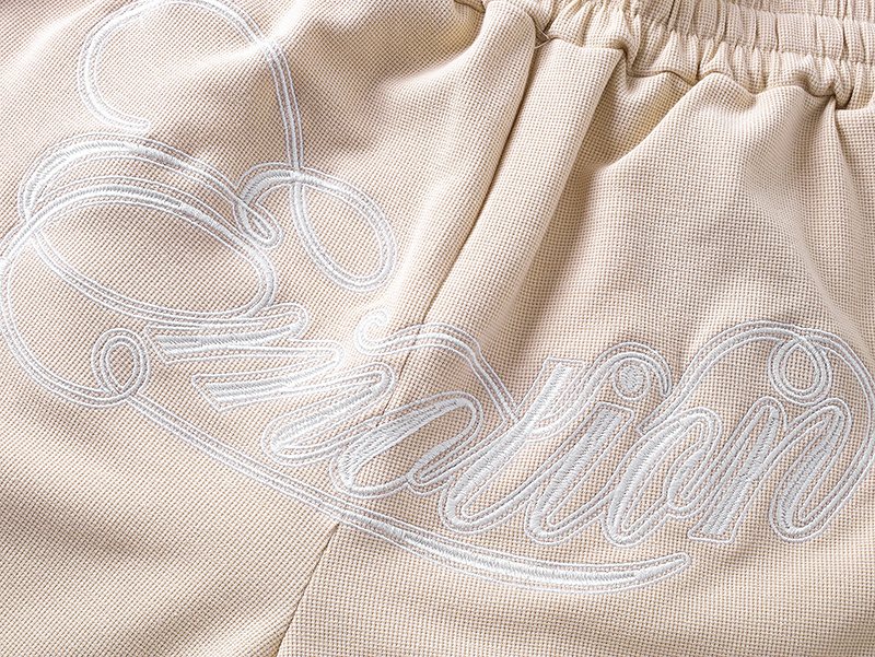 MIXED EMOTION Embroidered Drawstring Shorts ¡ª detail