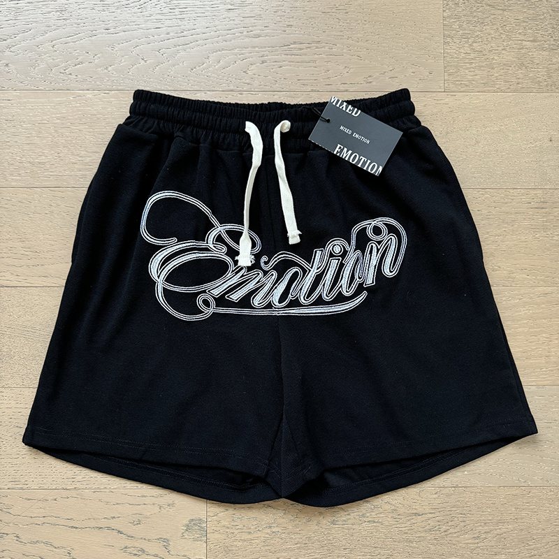 MIXED EMOTION Embroidered Drawstring Shorts ¡ª front