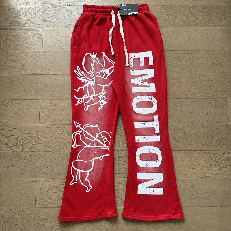 MIXED EMOTION Washed Graphic Flared Pants ¡ª front