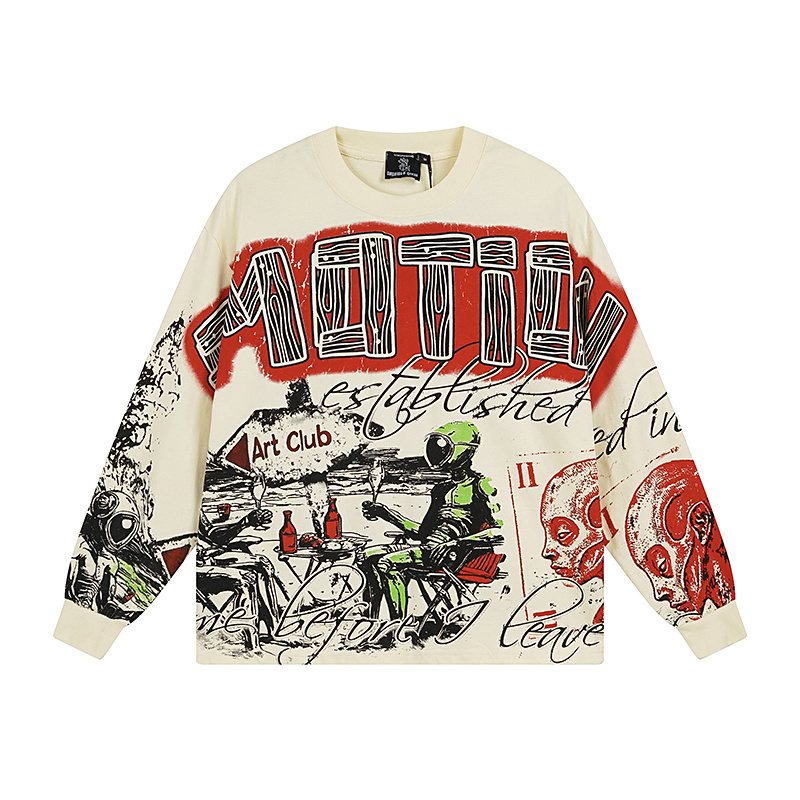 MIXED EMOTION Distressed Graphic Long-Sleeve T-Shirt ¡ª hero