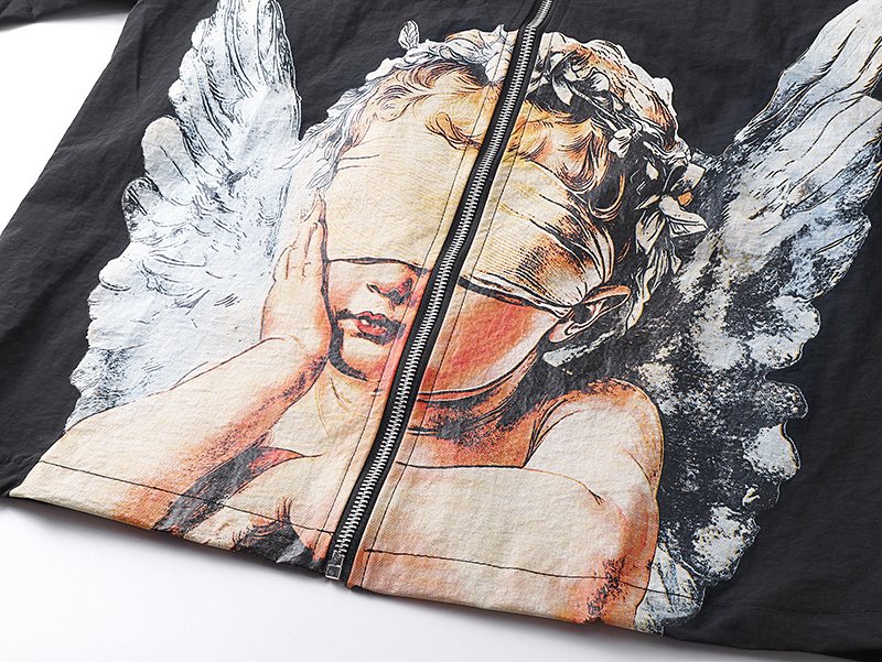 MIXED EMOTION Angel Graphic Zip-Front Short-Sleeve Shirt ¡ª detail