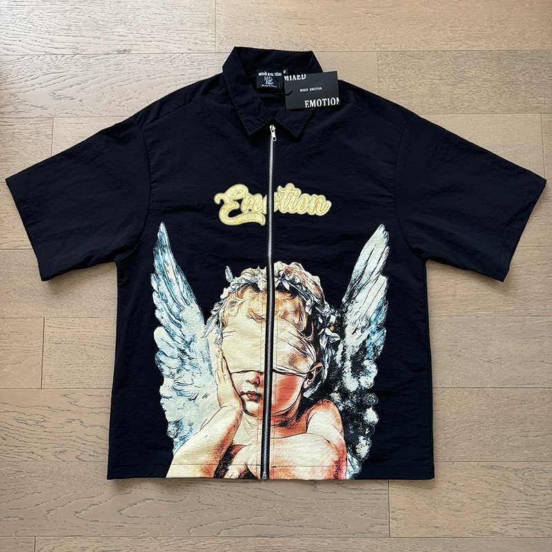 MIXED EMOTION Angel Graphic Zip Shirt & Shorts Set ¡ª front