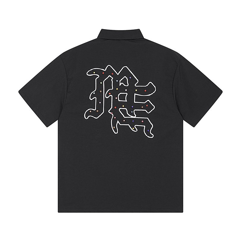 MIXED EMOTION Embellished Zip-Front Short-Sleeve Shirt ¡ª back