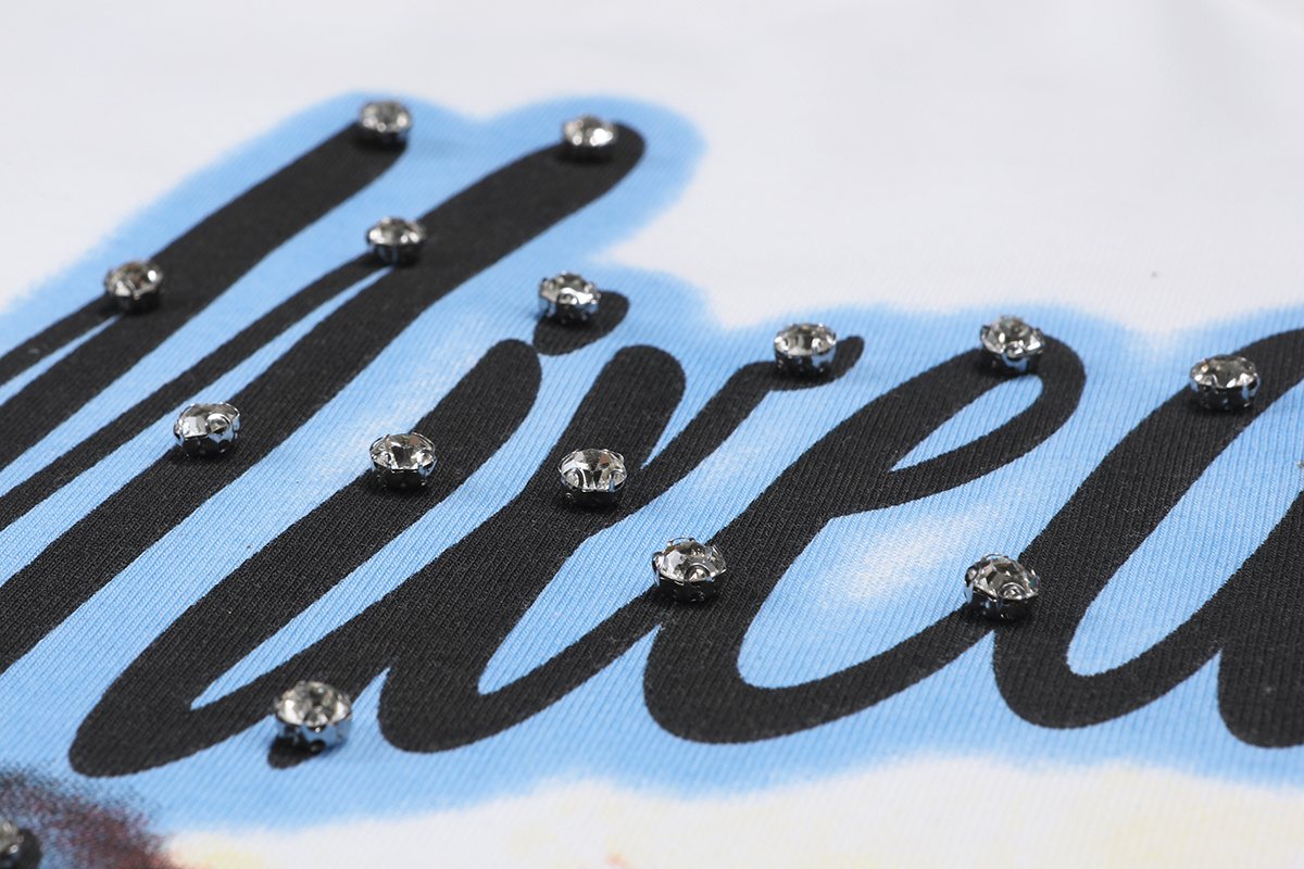 MIXED EMOTION Blue Angel Rhinestone Graphic T-Shirt ¡ª detail