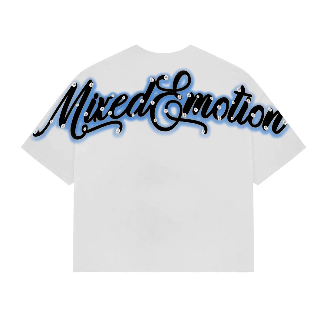 MIXED EMOTION Blue Angel Rhinestone Graphic T-Shirt ¡ª back