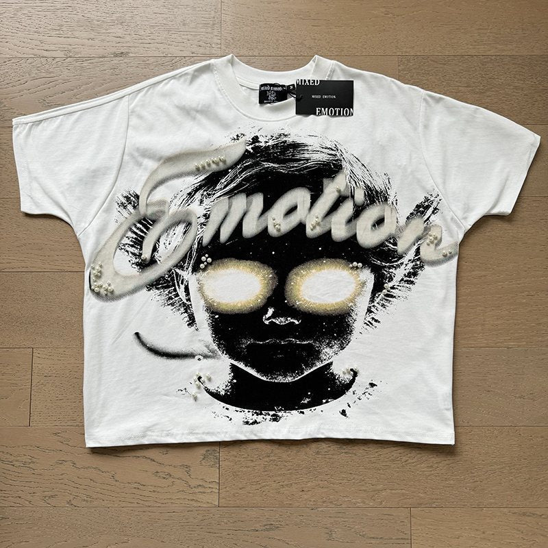 Mixed Emotion Portrait Graphic T-Shirt ¡ª front