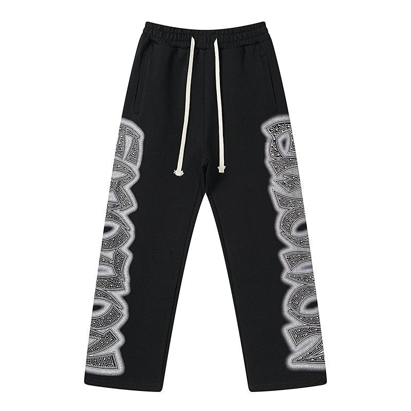 MIXED EMOTION Black Ornamental Graphic Sweatpants ¡ª hero