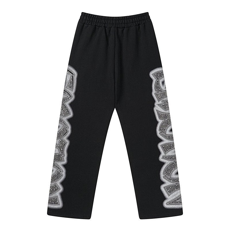 MIXED EMOTION Black Ornamental Graphic Sweatpants ¡ª back