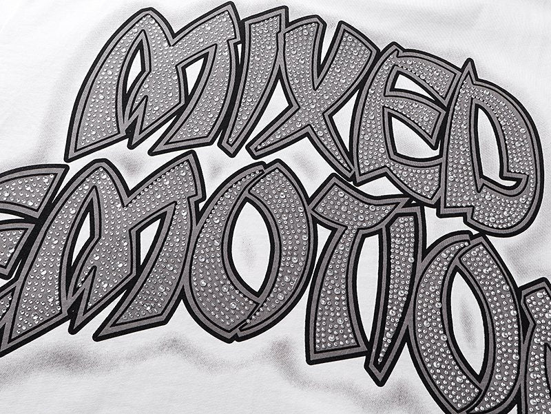 MIXED EMOTION White Graphic Short-Sleeve T-Shirt ¡ª detail