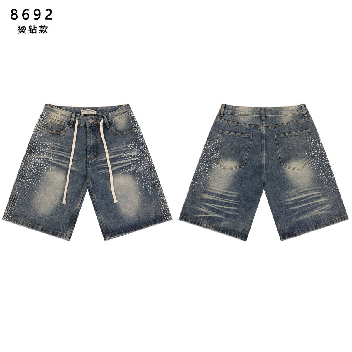 VALE SPORTS DIVISION Rhinestone Starburst Denim Shorts ¡ª hero